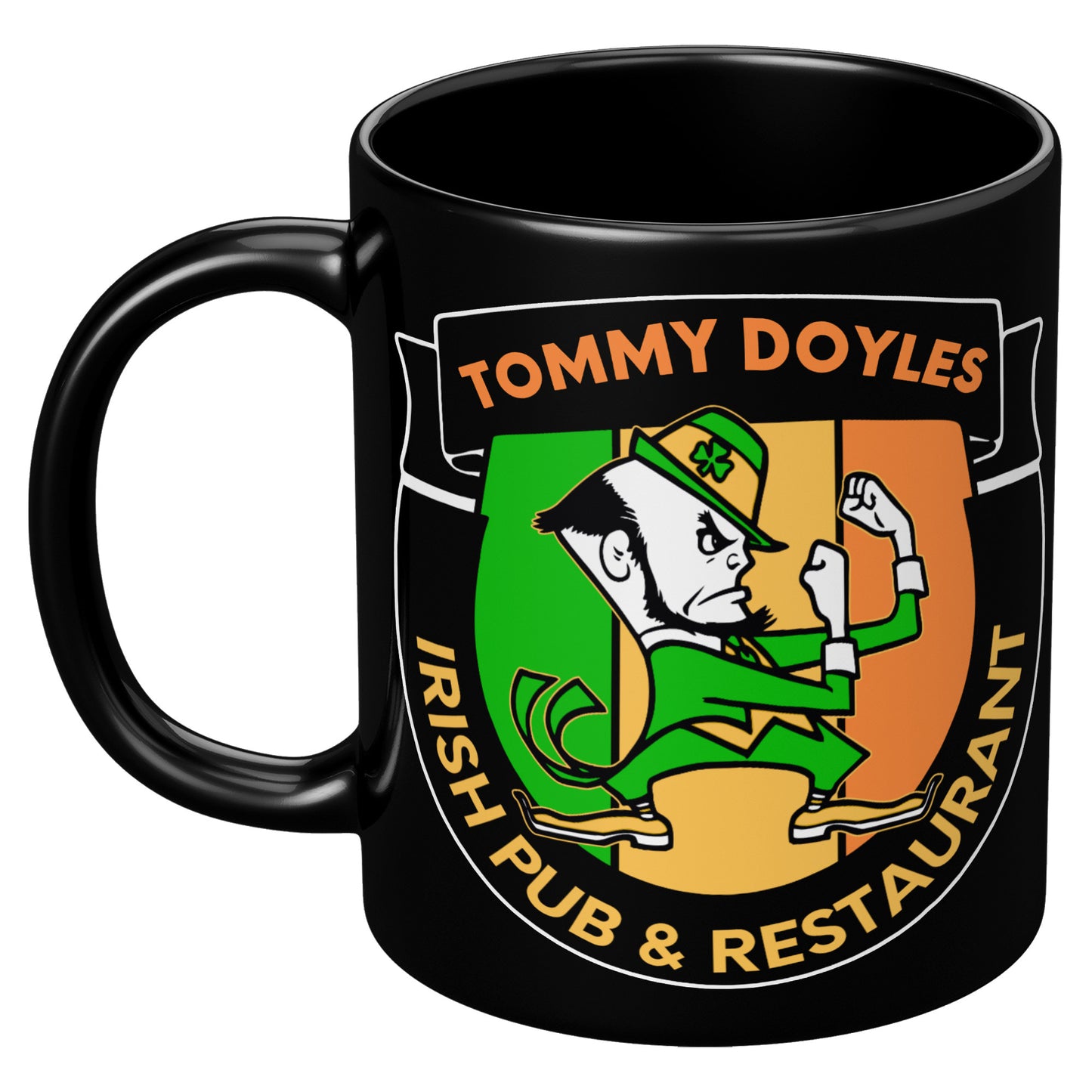 Tommy Doyles 11oz black coffee mug